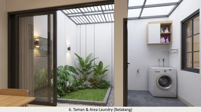 Ilustrasi tipe 36/60 - Taman dan laundry belakang