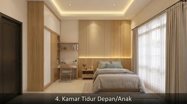 Ilustrasi tipe 36/90 - Kamar tidur depan/anak