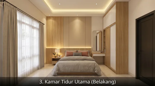 Ilustrasi tipe 36/90 - Kamar tidur utama belakang