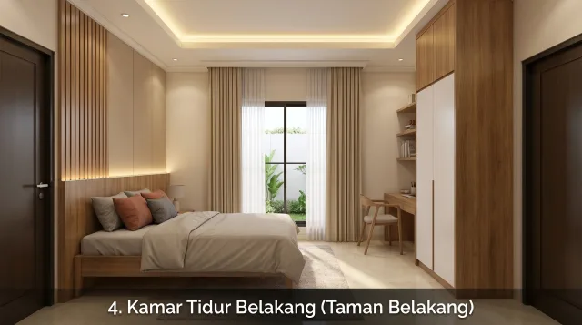 Ilustrasi tipe 56/90 - Kamar tidur belakang