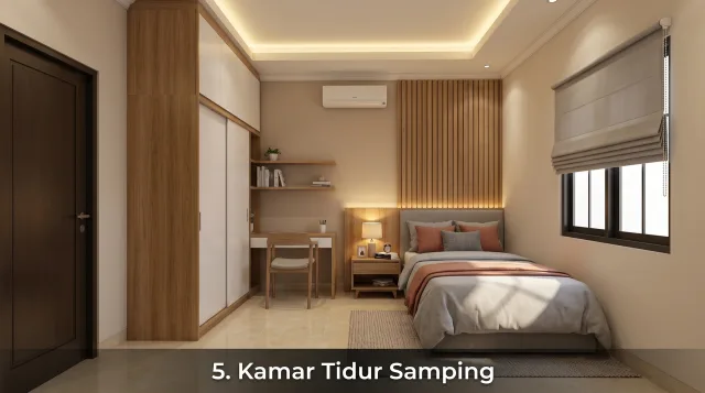 Ilustrasi tipe 56/90 - Kamar tidur samping