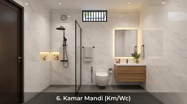 Ilustrasi tipe 56/90 - Kamar mandi