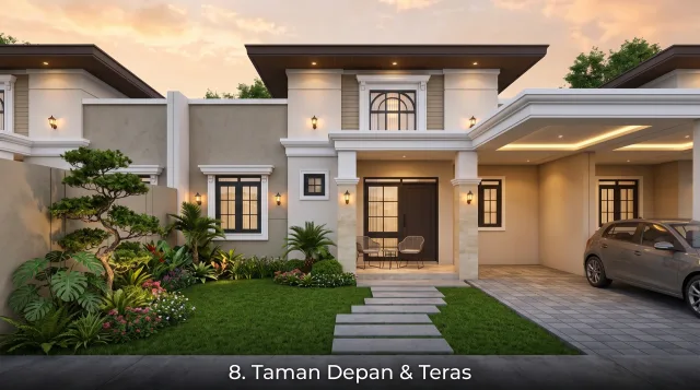 Ilustrasi tipe 56/90 - Taman depan dan teras