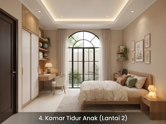 Ilustrasi tipe 62/70 - Kamar tidur anak, ilustrasi lantai dua