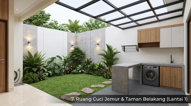 Ilustrasi tipe 69/80 - Laundry dan taman belakang