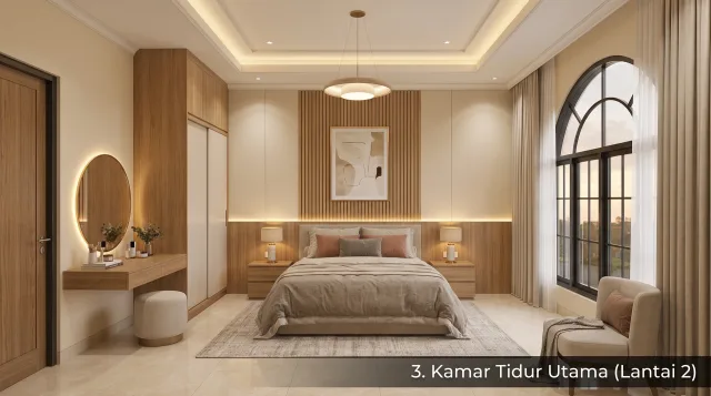 Ilustrasi tipe 69/80 - Kamar tidur utama lantai dua