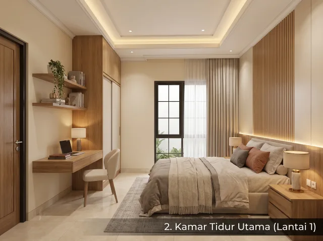 Ilustrasi tipe 69/80 - Kamar tidur utama lantai satu
